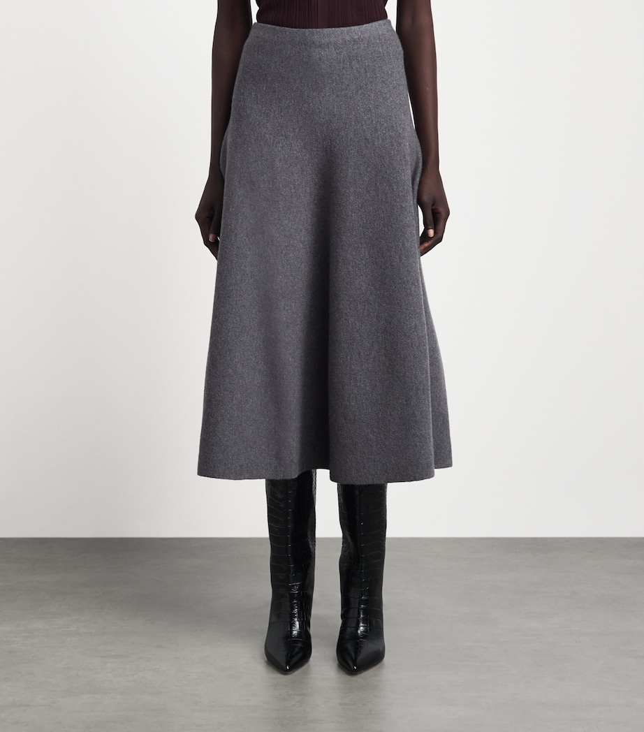 Brandon Maxwell Womens Virgin Wool Miller Midi Skirt Heather Grey Image 4