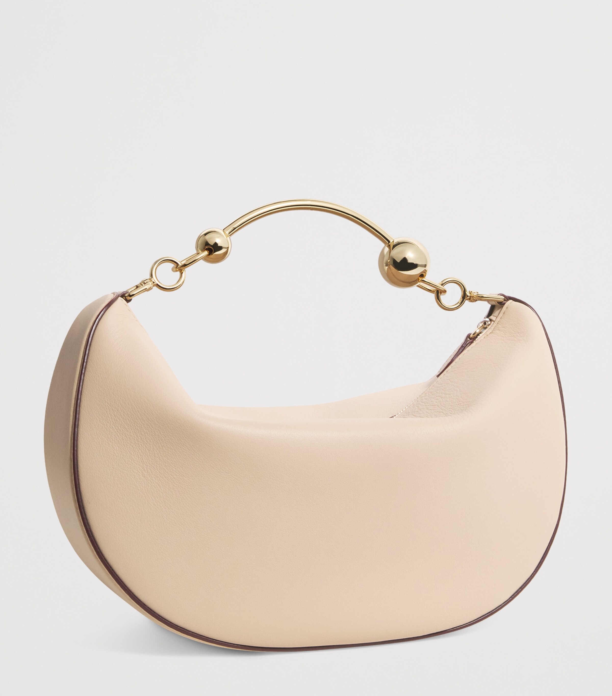Strathberry Leather Crescent Moon Shoulder Bag Oat Image 3