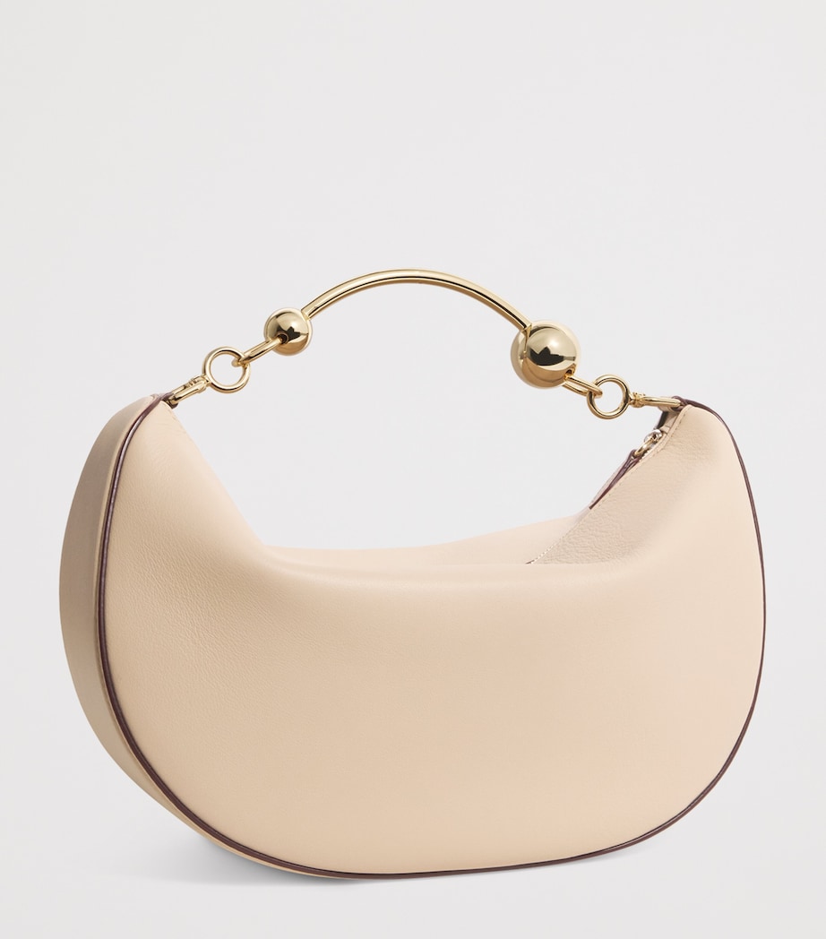 Strathberry Leather Crescent Moon Shoulder Bag Oat Image 3