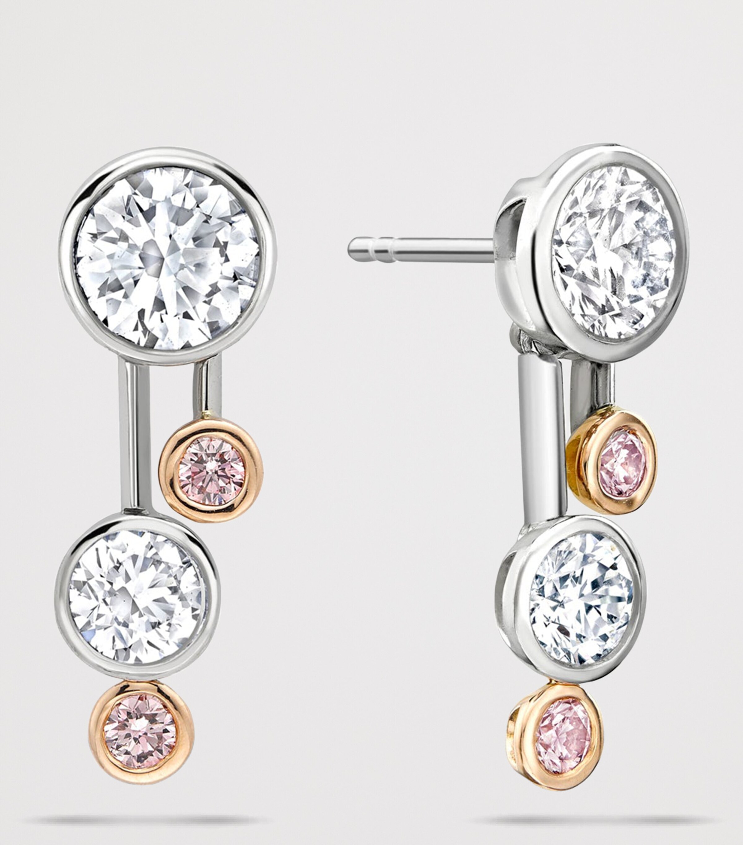 Boodles Rose Gold, Platinum and Mixed Diamond Drop Earrings Platinum Image 3