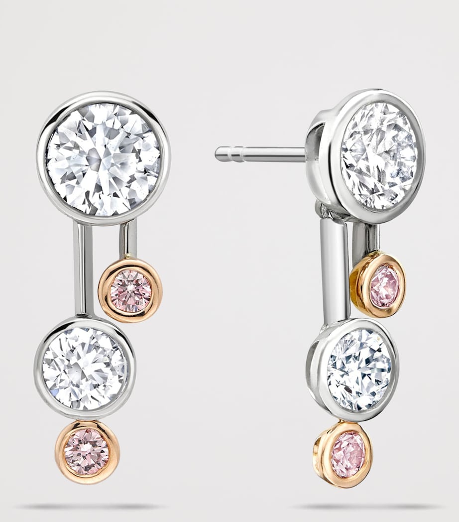 Boodles Rose Gold, Platinum and Mixed Diamond Drop Earrings Platinum Image 3