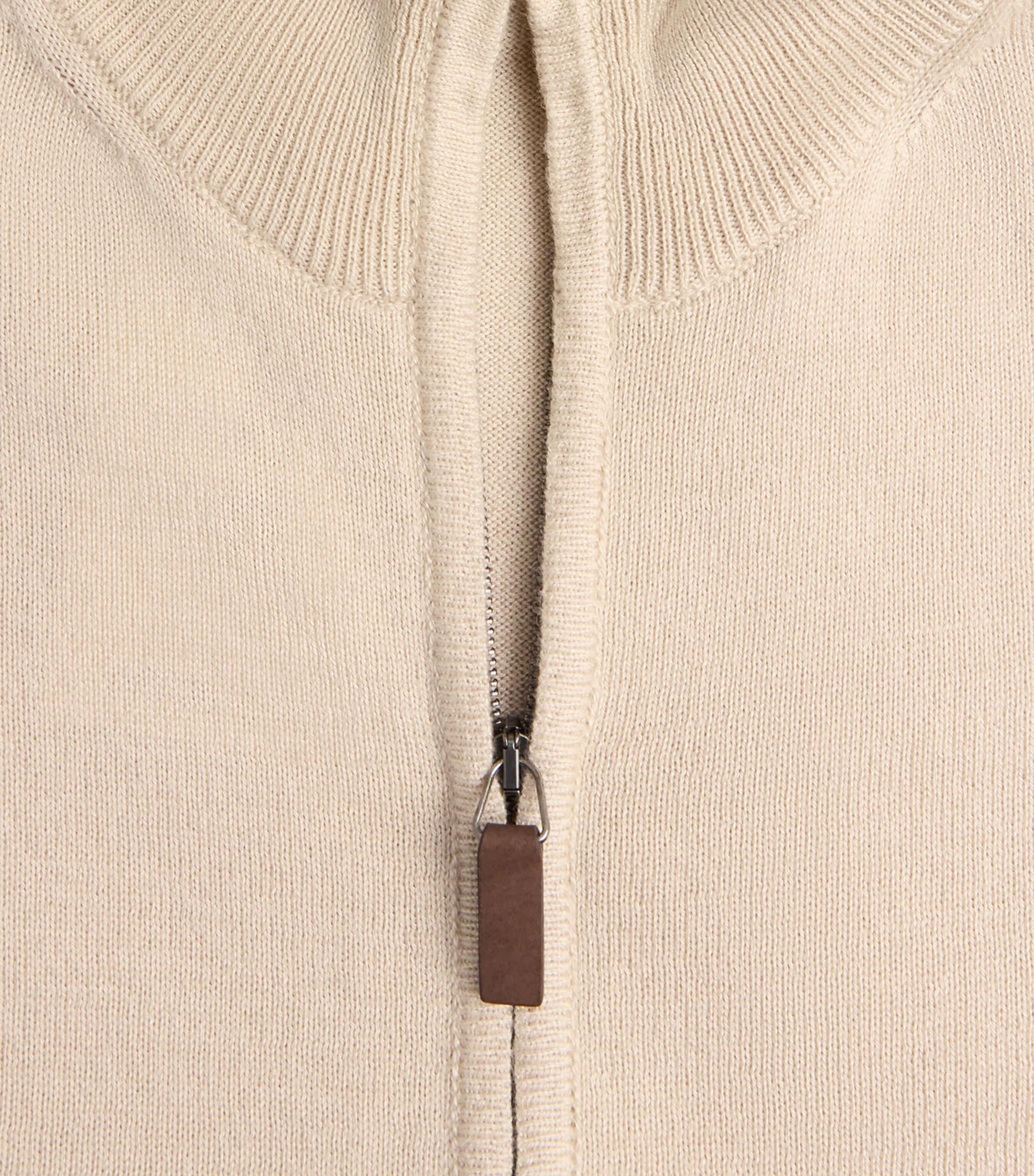 Eton Mens Cotton Zip Cardigan Beige Cott Image 6