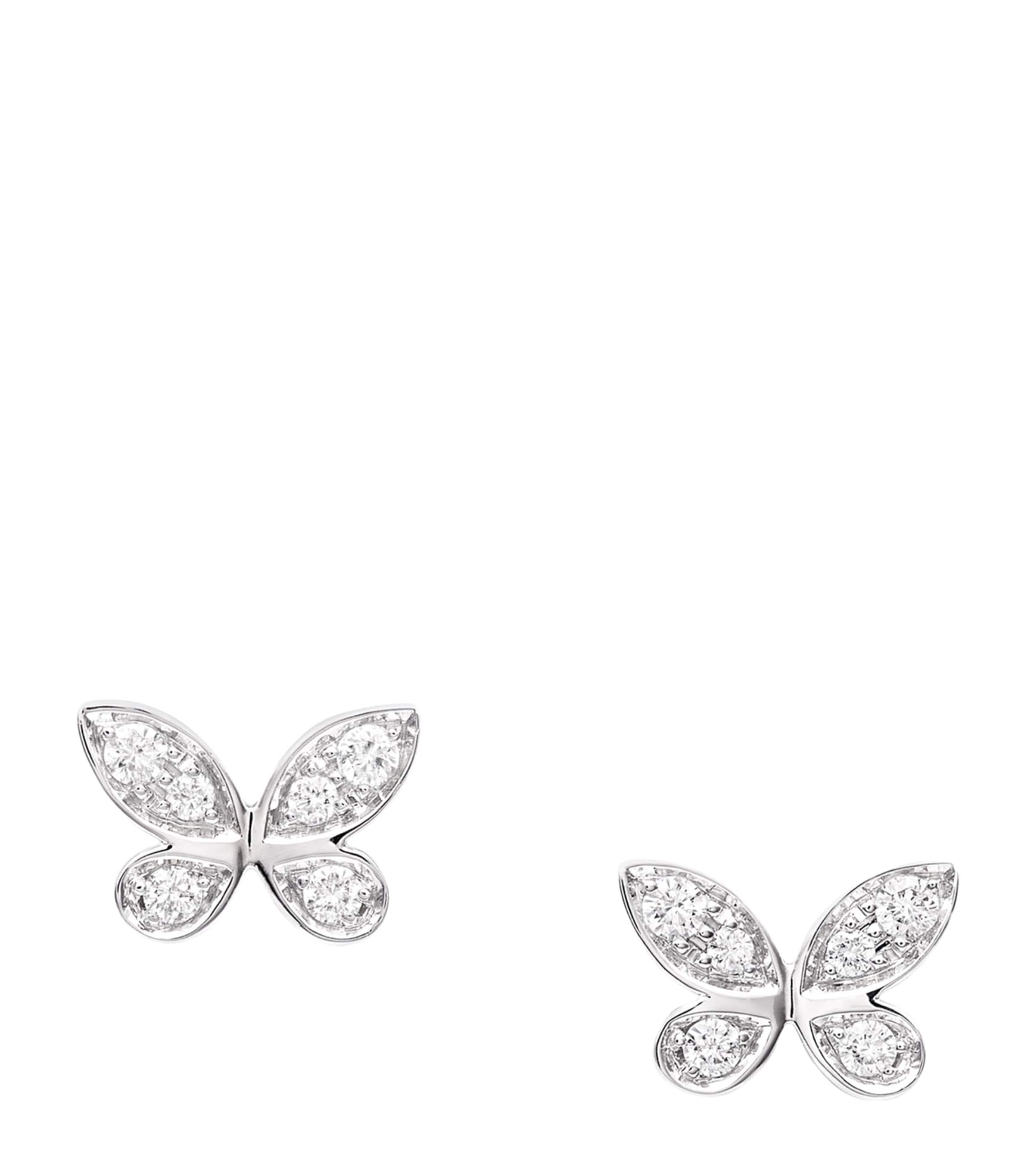 Graff White Gold and Diamond Butterfly Stud Earrings White Gold