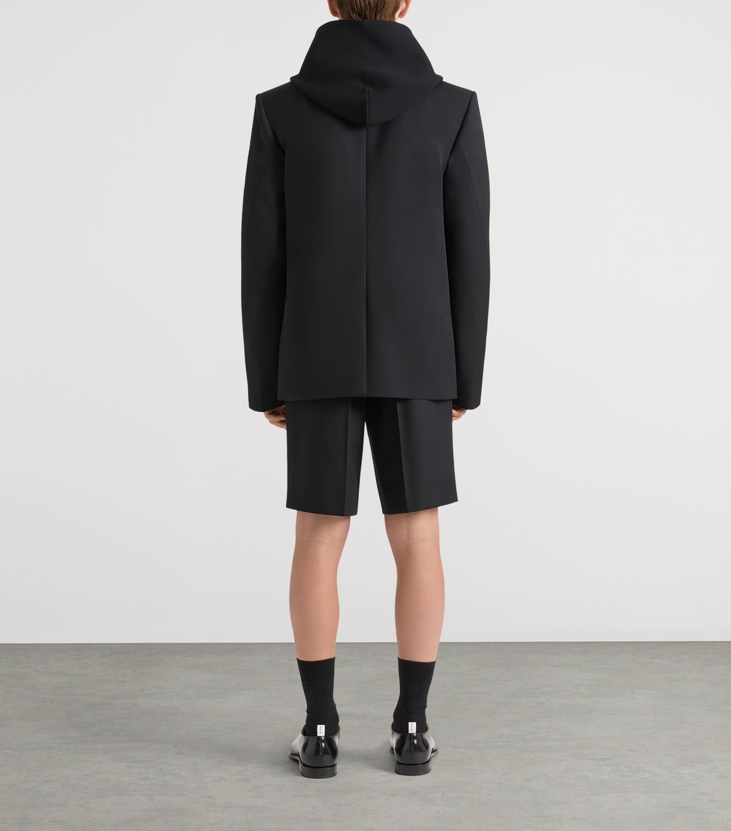 Wool Pleated Bermuda Shorts BLACK Image 3