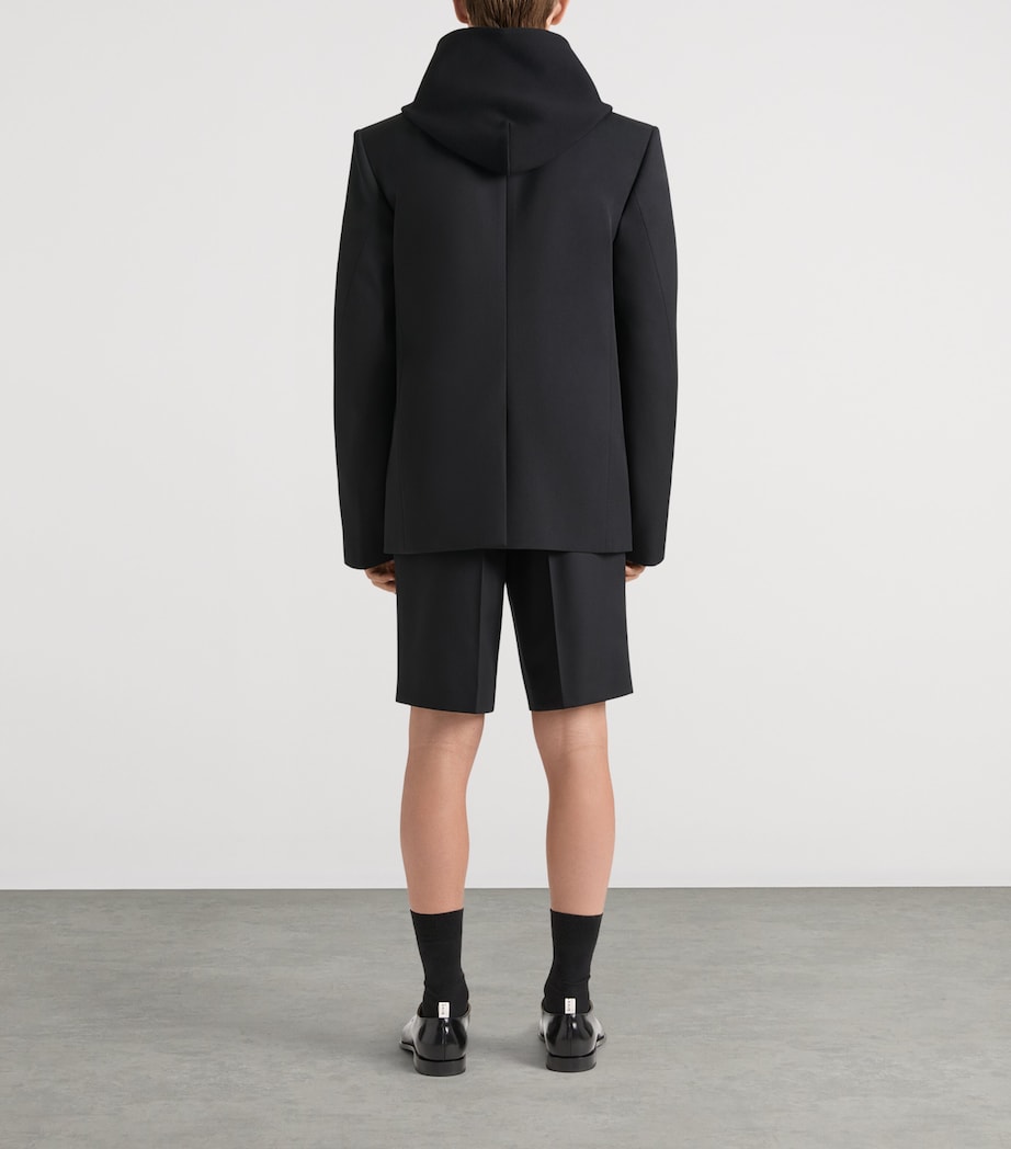 Wool Pleated Bermuda Shorts BLACK Image 3