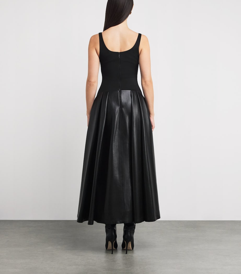 Scuba-Faux Leather Adley Dress A001 - BLACK Image 3