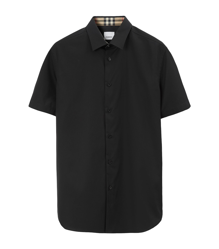 Stretch-Cotton Short-Sleeve Shirt BLACK Image 1