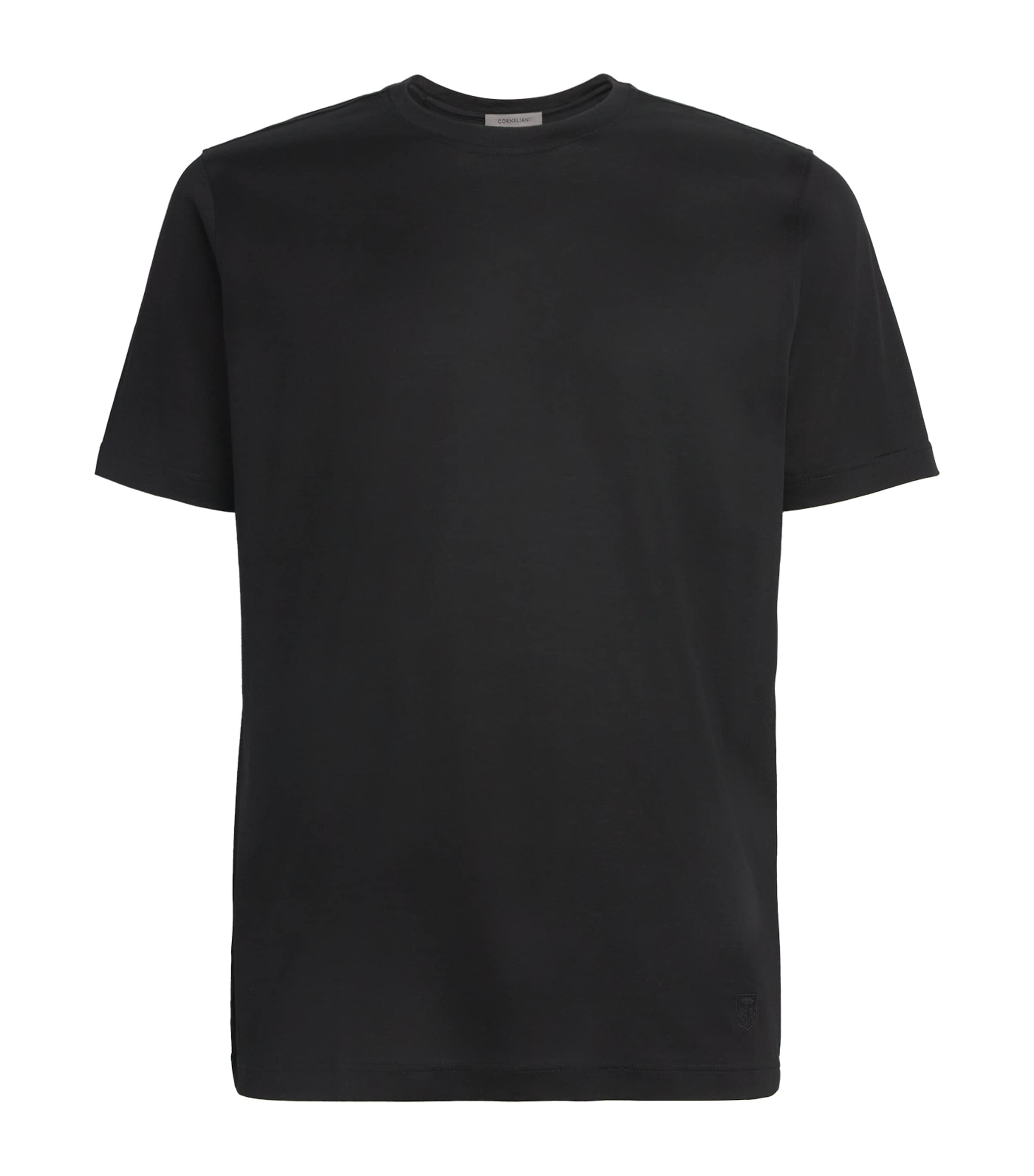 Corneliani Mens Cotton Crew-Neck T-Shirt Black Image 1