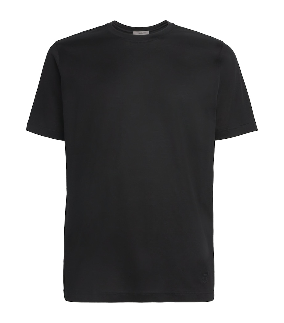 Corneliani Mens Cotton Crew-Neck T-Shirt Black Image 1