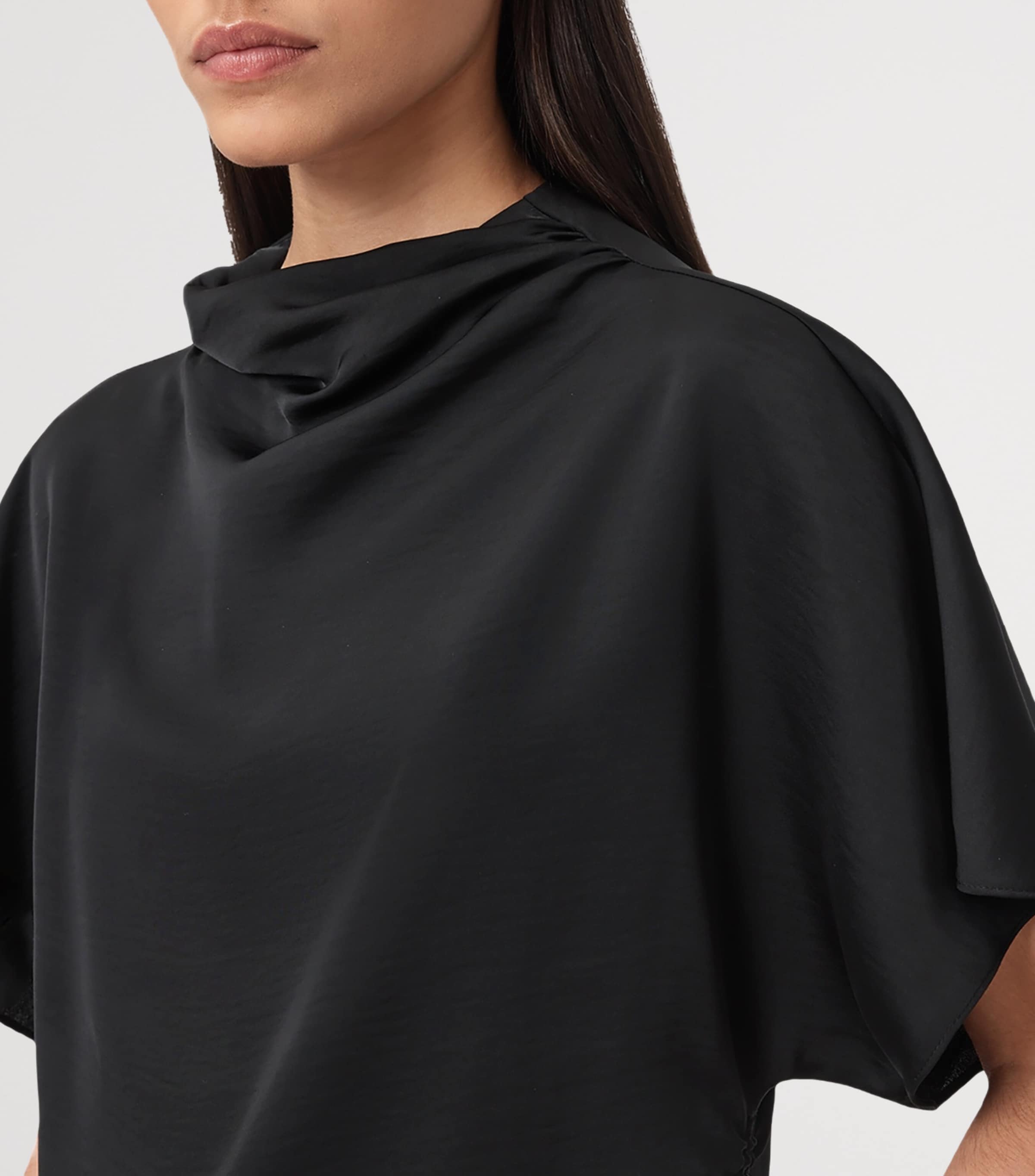 AllSaints Womens Draped Leslie Top Black Image 6