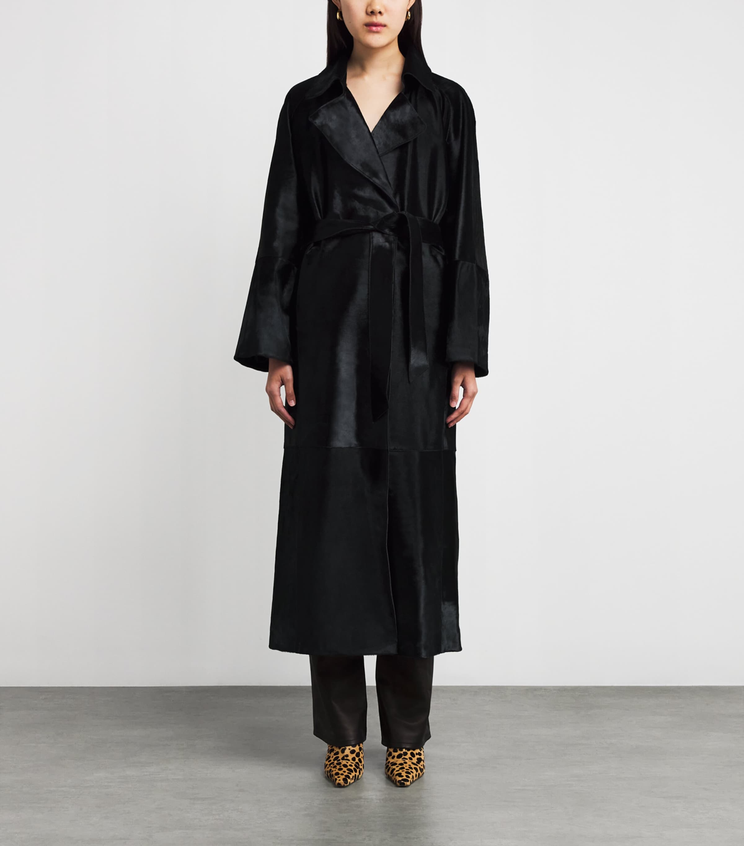 Ponyhair Althea Belted Coat OBSIDIAN BLACK Image 3