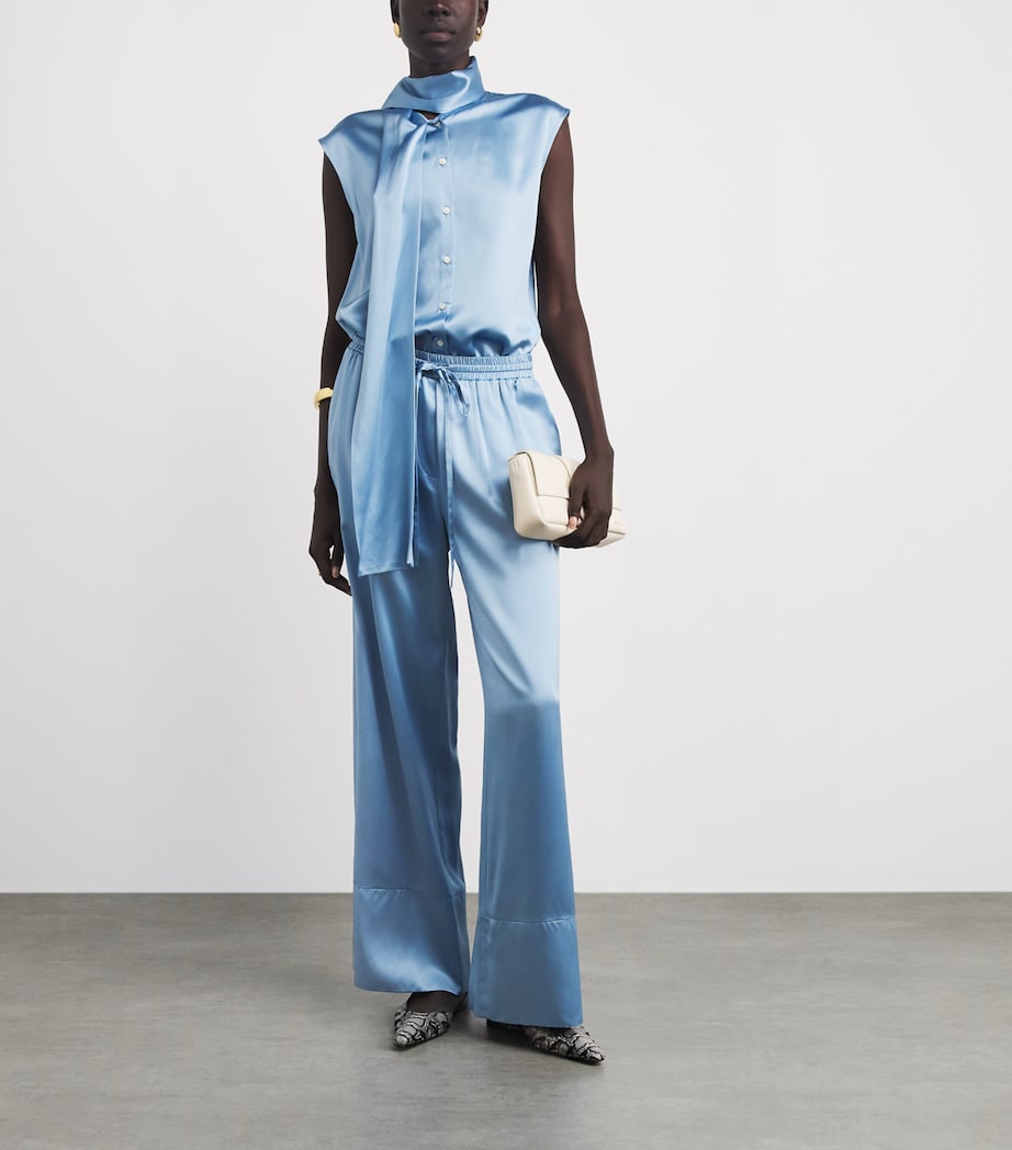 Laura Pitharas Womens Silk Drawstring Trousers Steel Blue Excl Image 2