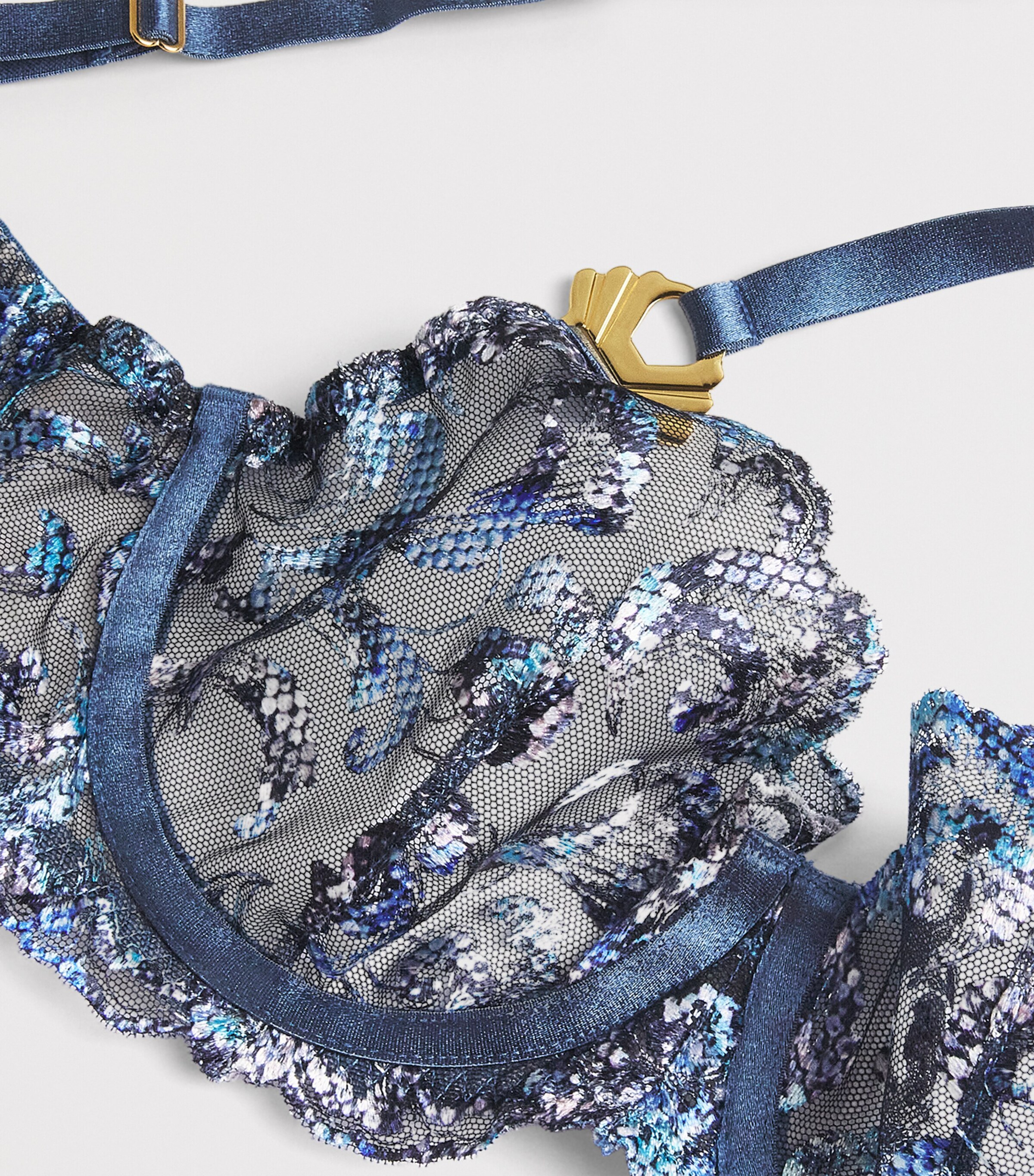 Bordelle Womens Siren Balconette Bra Denim Image 4
