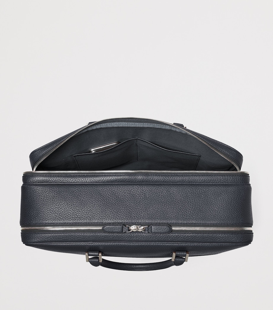 Leather 48 Hour Mount Street Travel Bag NAVY Image 7