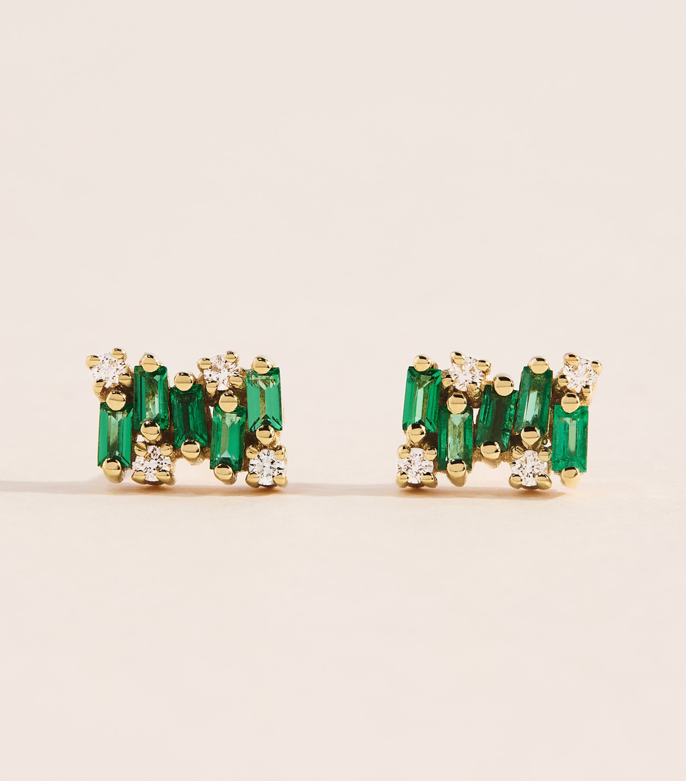 Suzanne Kalan Yellow Gold, Emerald and Diamond Shimmer Earrings Yg/emer Image 1
