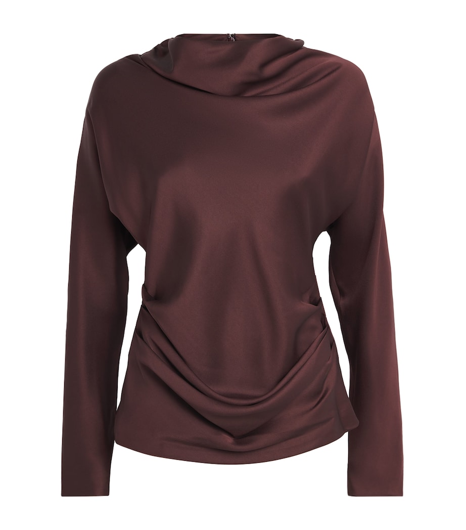 Satin Draped Victoria Blouse MAHOGANY Image 1