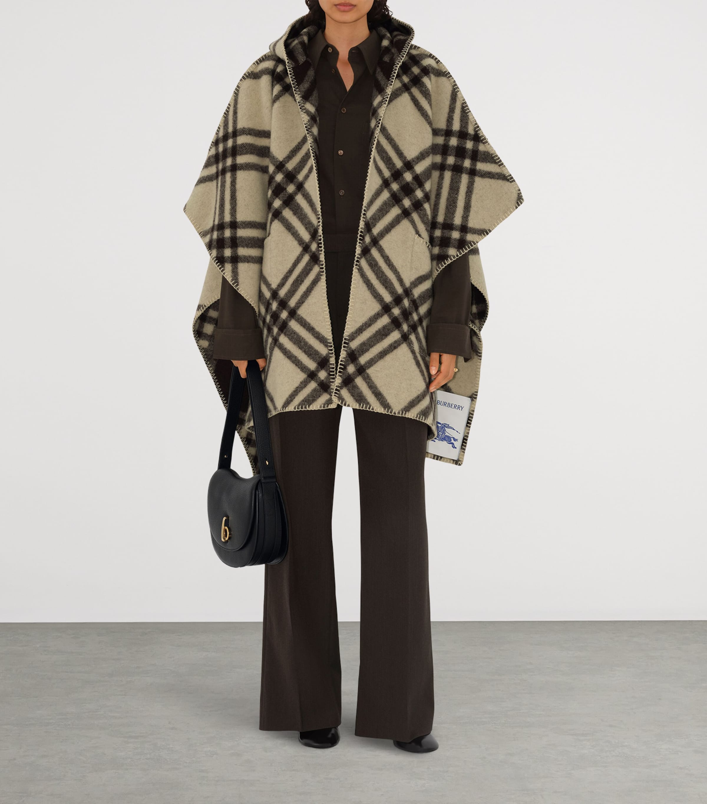 Burberry Beige Wool Reversible Check Hooded Cape | Harrods US