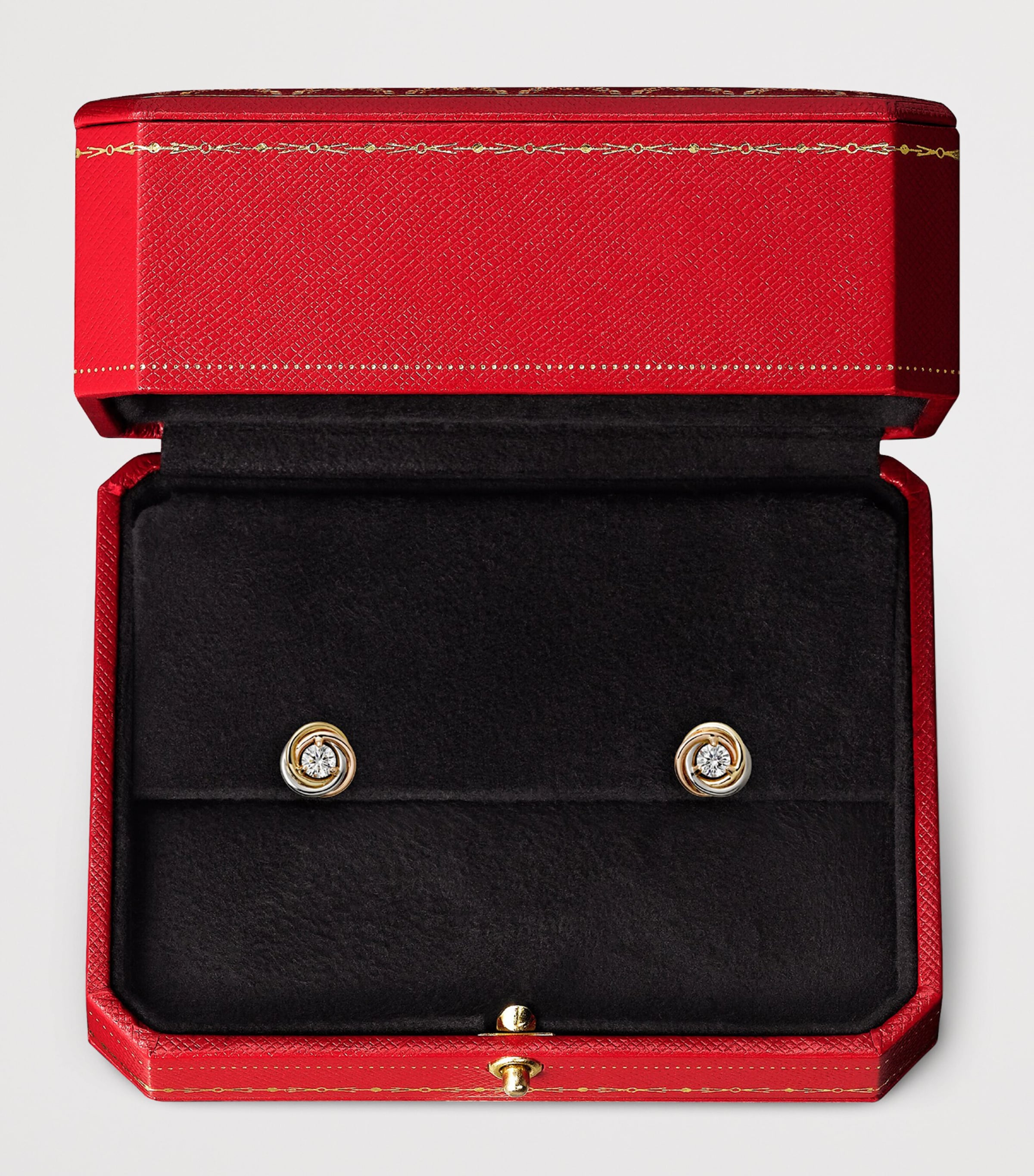 Mixed Gold and Diamond Trinity Stud Earrings MIXED GOLD Image 5