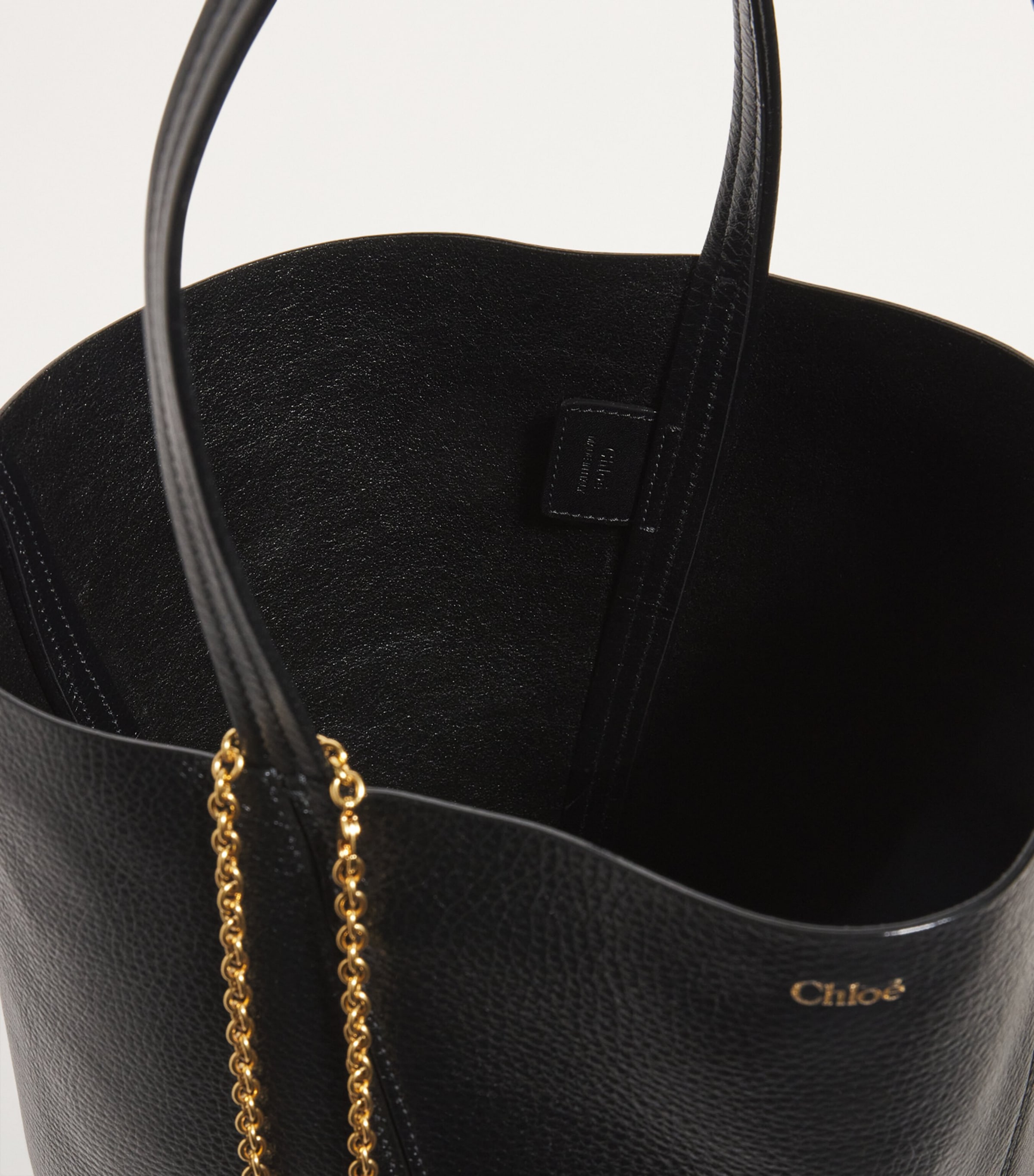 Medium Calfskin Spin Tote Bag BLACK Image 4