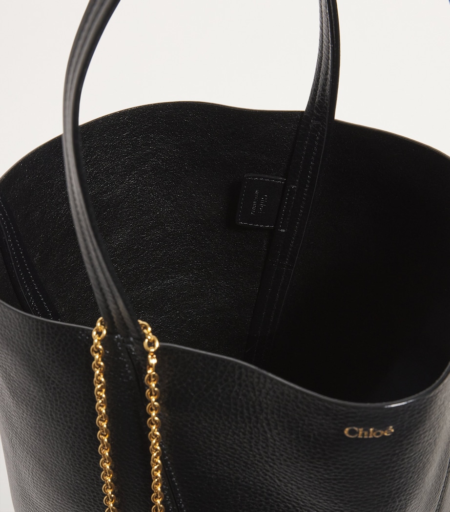 Medium Calfskin Spin Tote Bag BLACK Image 4