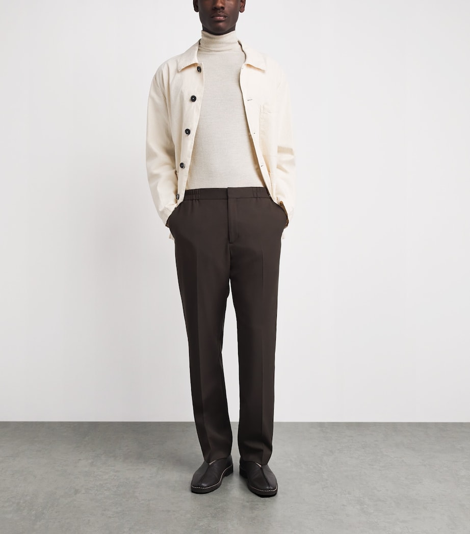 Alan Scott Mens Superfine Merino Wool Rollneck Sweater Natural Image 2