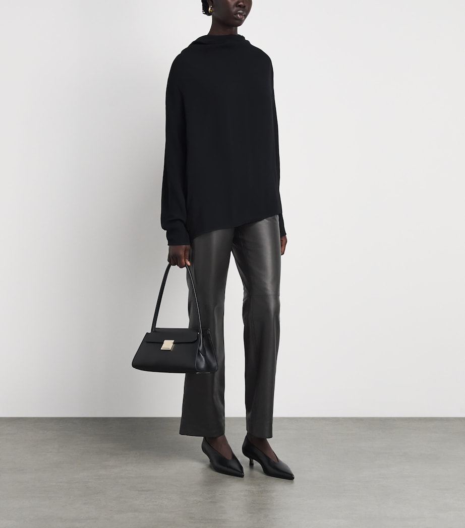 Toteme Womens Leather Easy Trousers Black Image 2