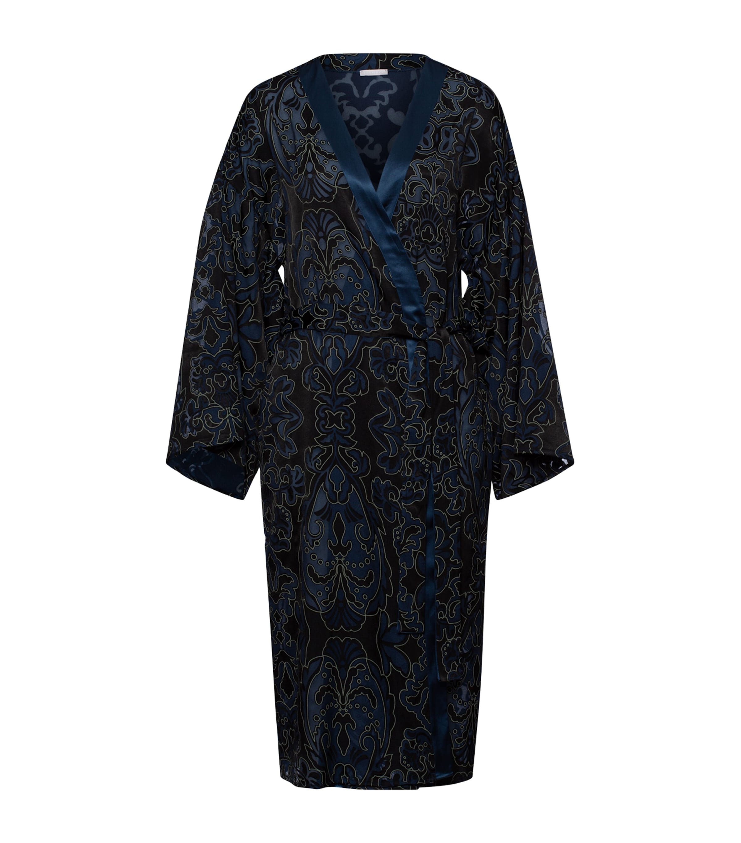 Hanro Paisley Marlene Robe In Black