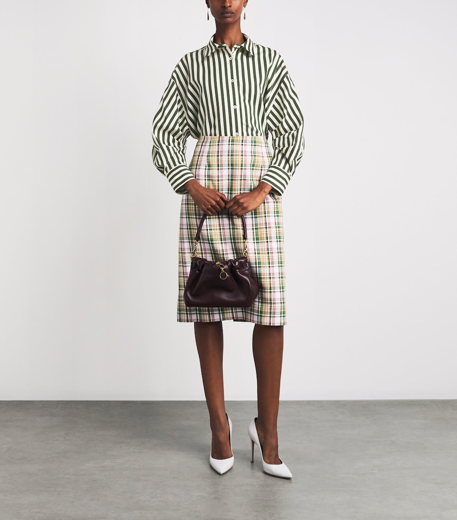 Carolina Herrera Womens Stripe Clara Shirt Ivry Rcng Green Image 2