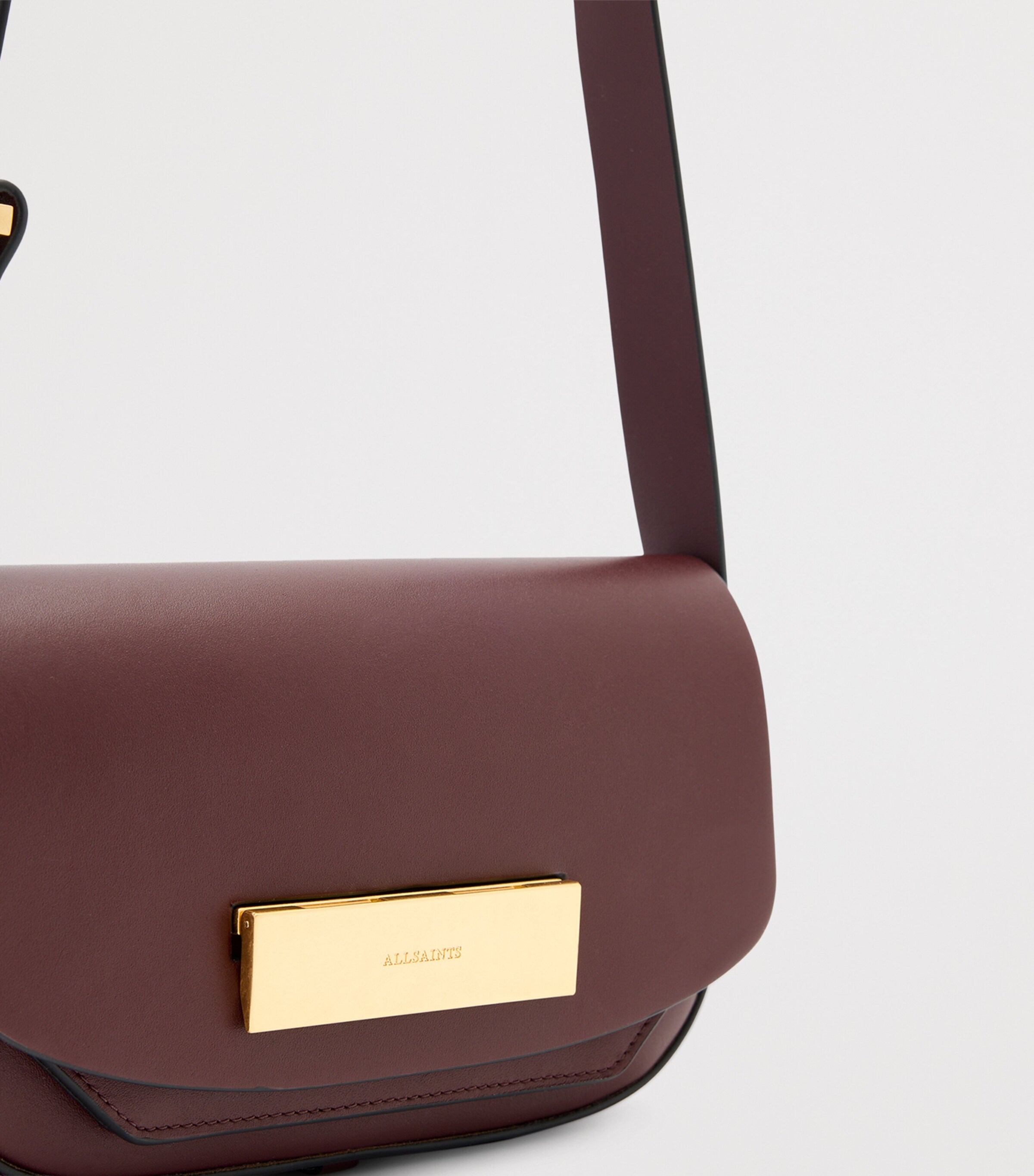 AllSaints Leather Etta Cross-Body Bag Dark Red Image 5