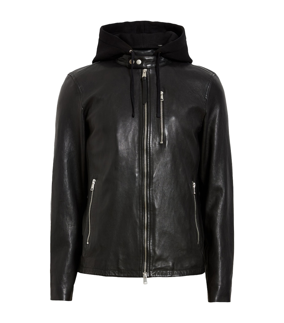 Hooded Ashton Leather Jacket BLACK Image 1