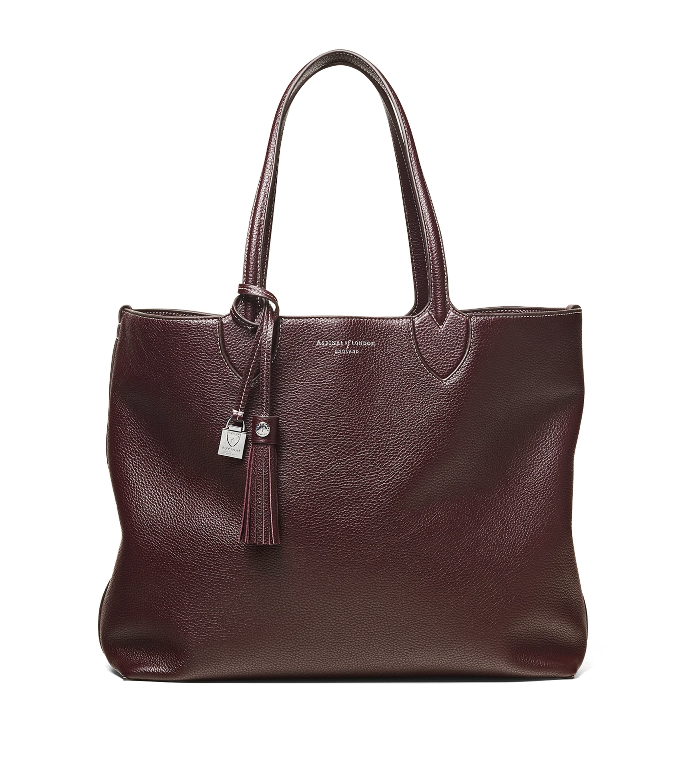 Shop Aspinal Of London Leather Hudson Tote Bag In Red