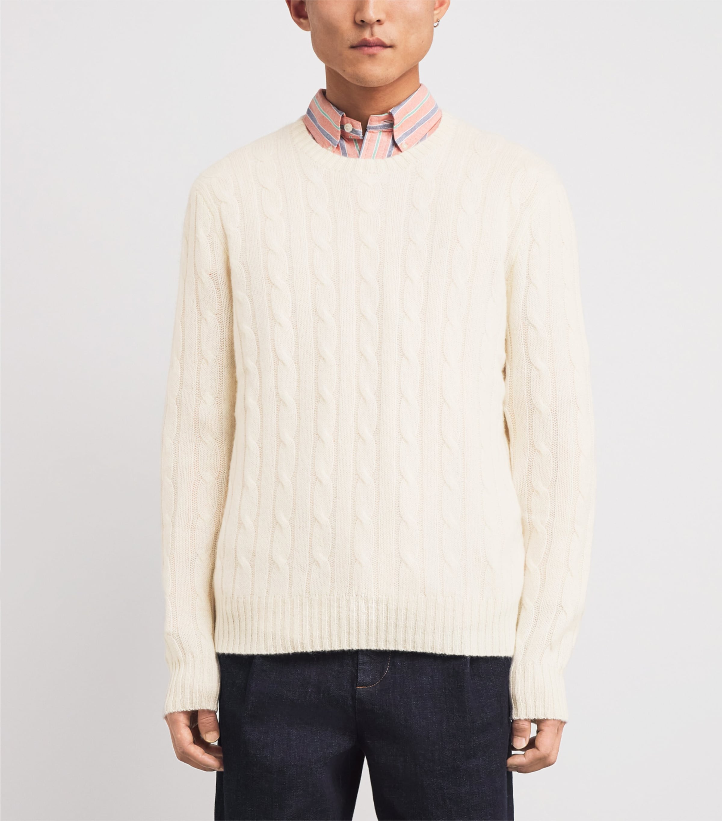 Cashmere Cable-Knit Sweater PARCHMENT CREAM Image 3