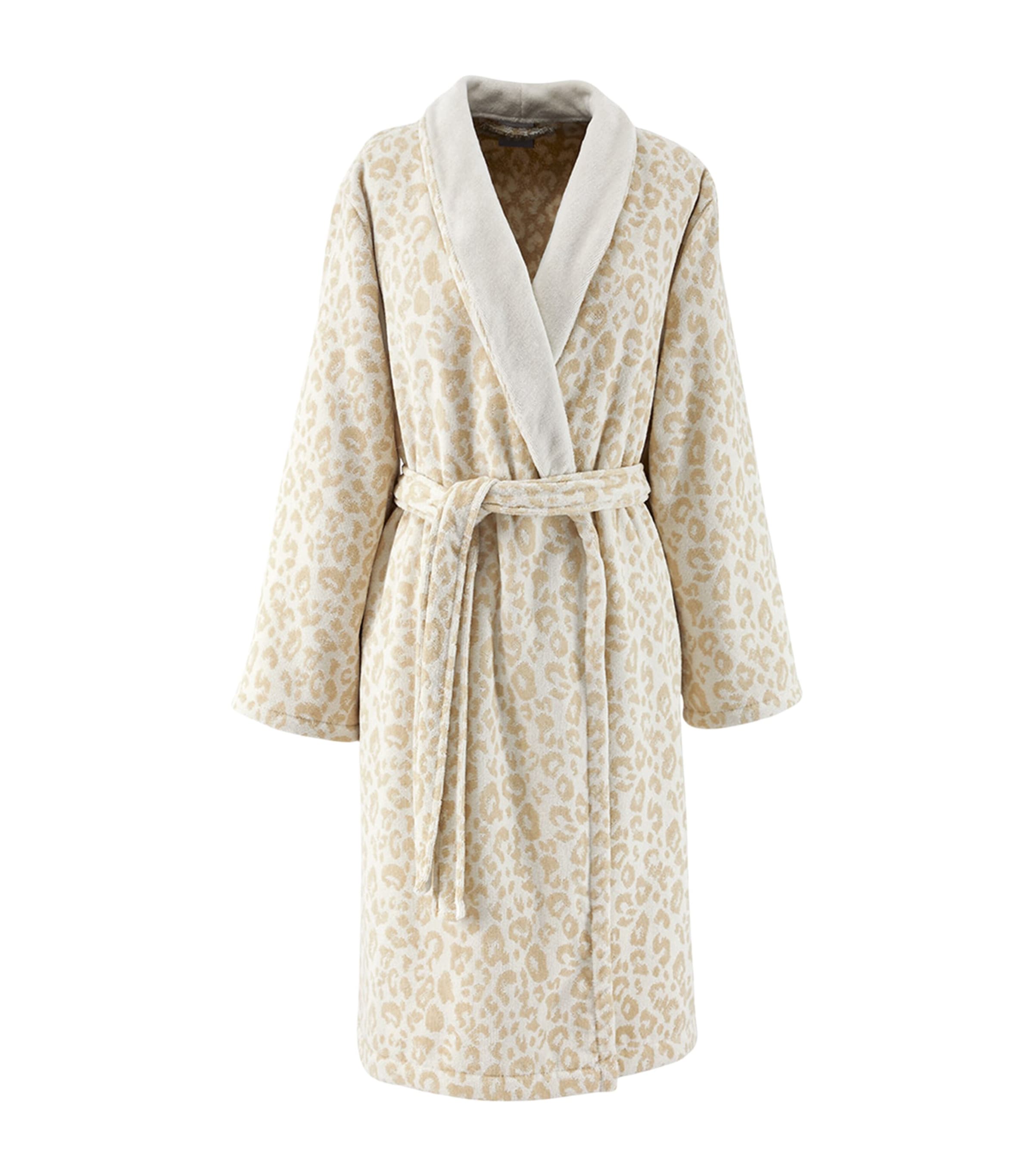 Yves Delorme Organic Cotton Leopard Print Robe In Neutral