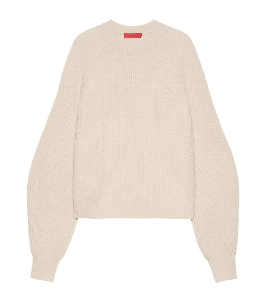MAX&Co. Womens Wool-Cashmere Crew-Neck Sweater Camel Image 1