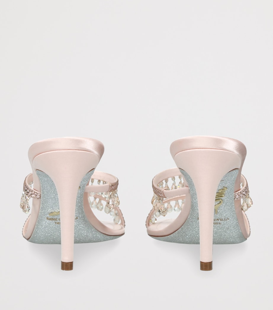 René Caovilla Satin Chandelier Heeled Mules 80 Pale Pink Image 2