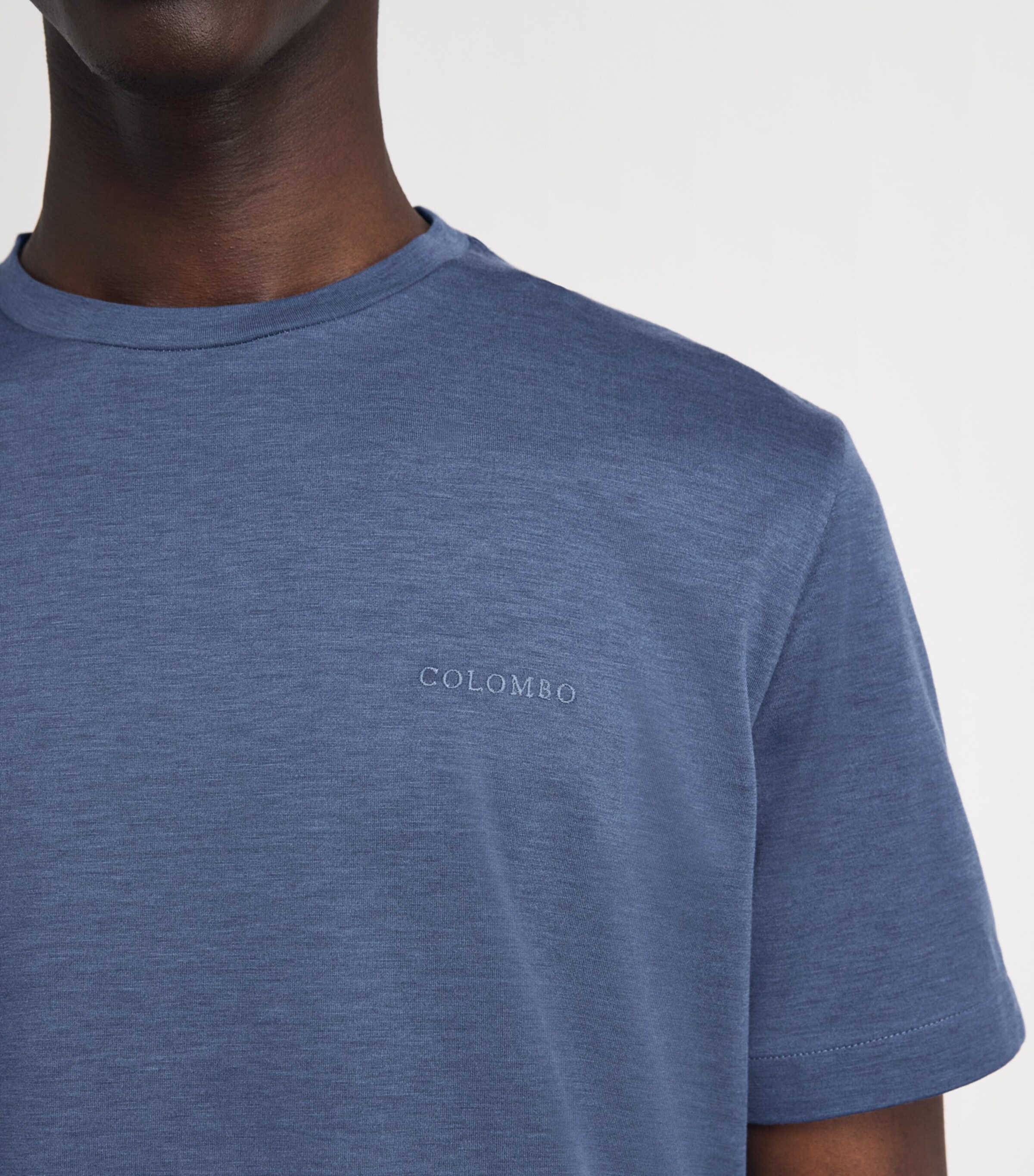 Colombo Mens Silk-Cotton T-Shirt Blue Image 3