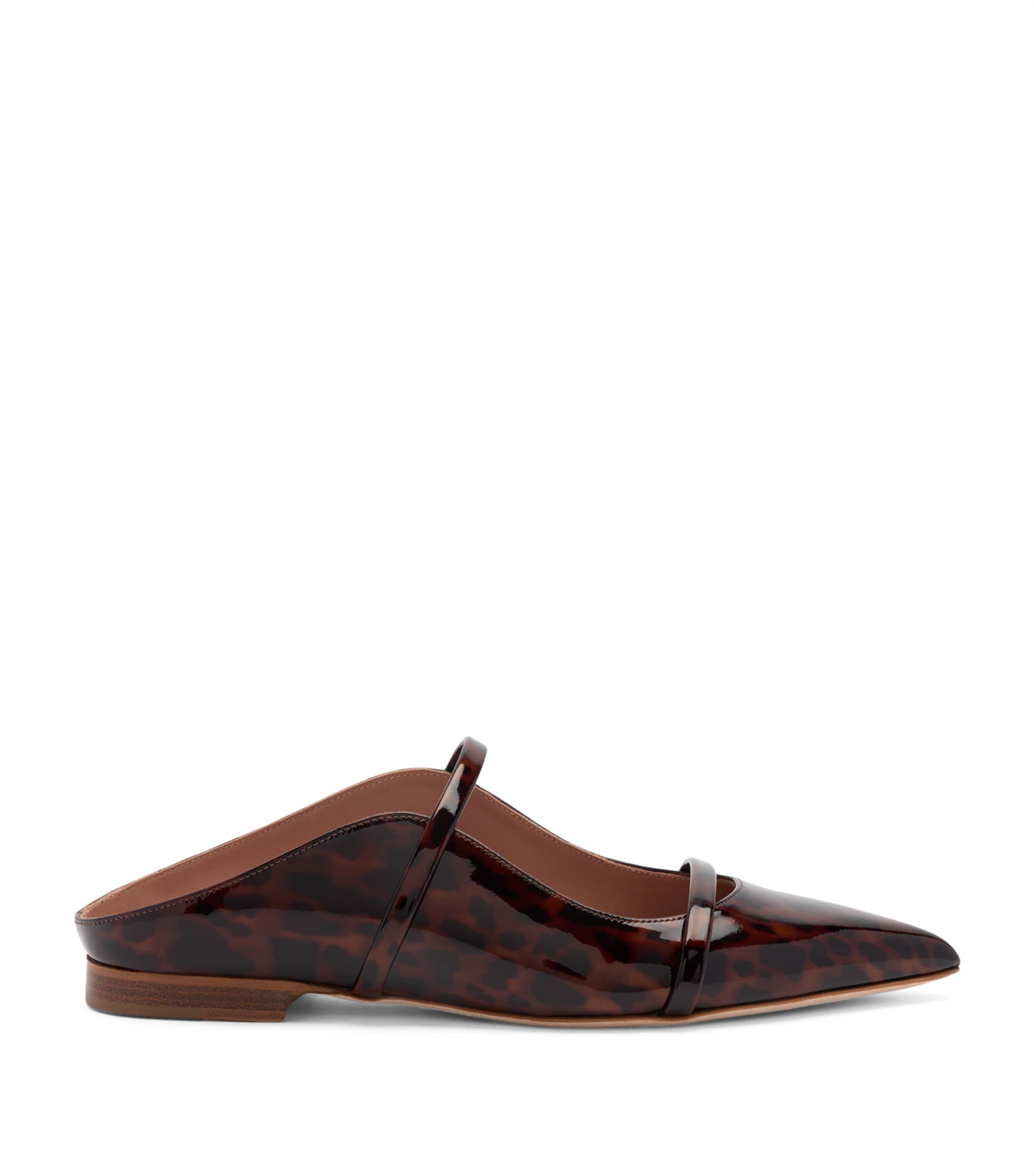 Malone Souliers Patent Leather Leopard Print Maureen Mules In Brown