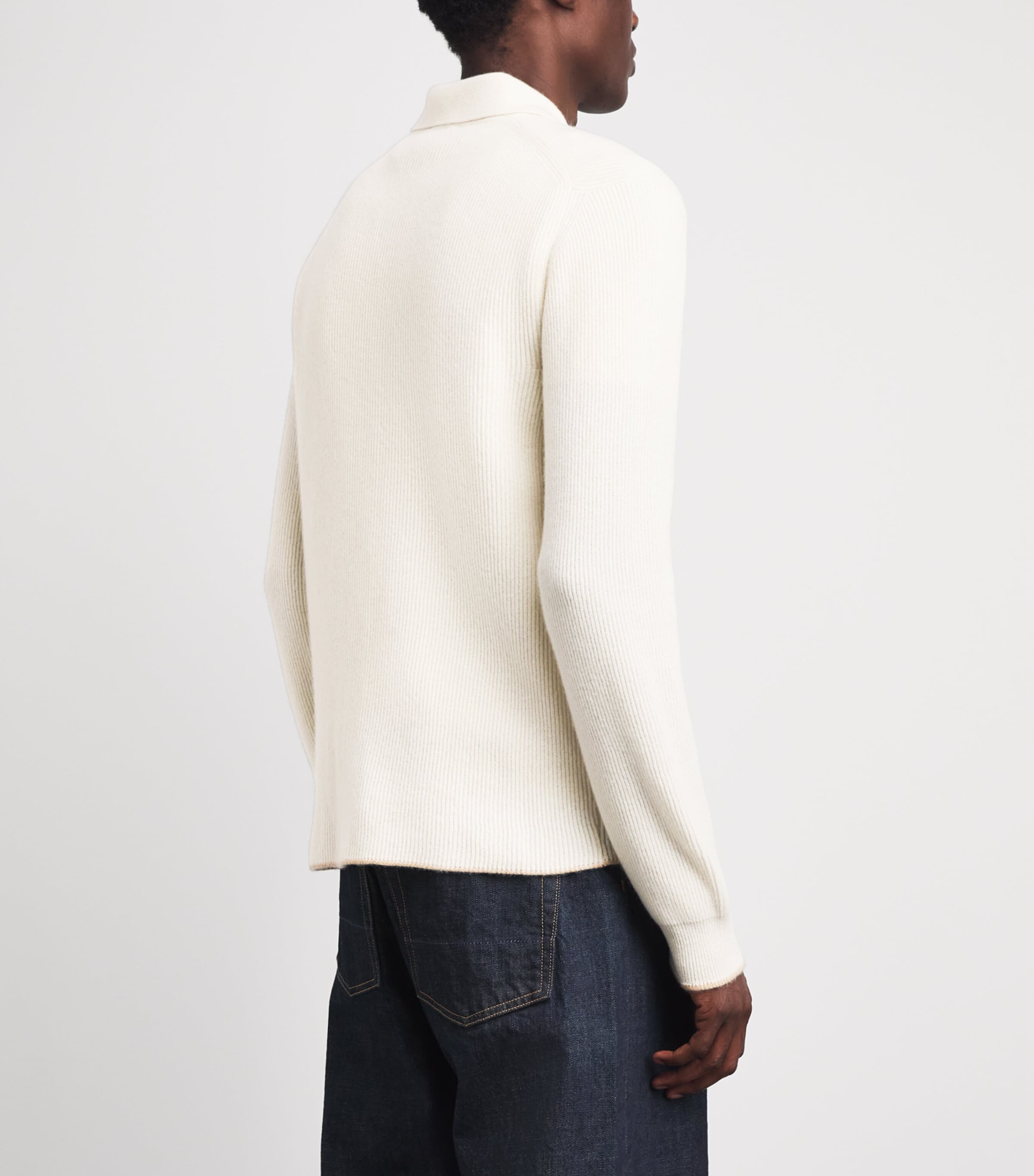 Jacob Cohën Mens Cashmere Collared Cardigan Cream Image 5