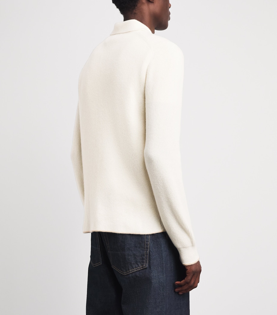 Jacob Cohën Mens Cashmere Collared Cardigan Cream Image 5