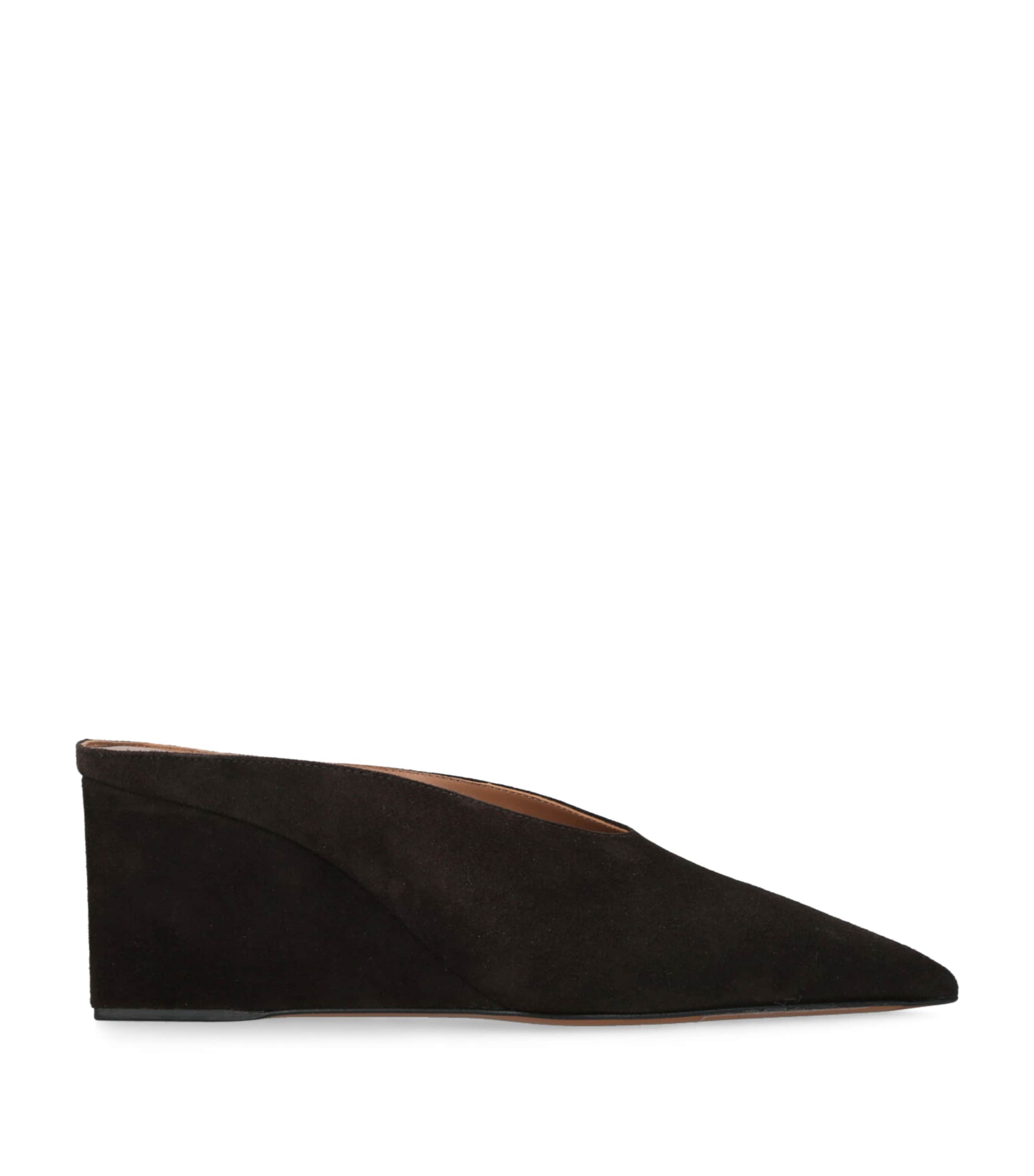 Alaïa 75 Suede Point-toe Wedge Mules In Brown