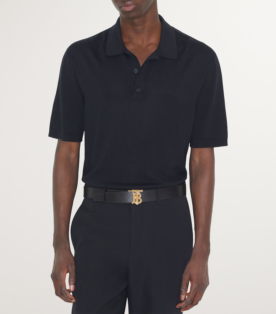 Leather and Check Reversible TB Belt ARCHIVE BEIGE/GOLD Image 2