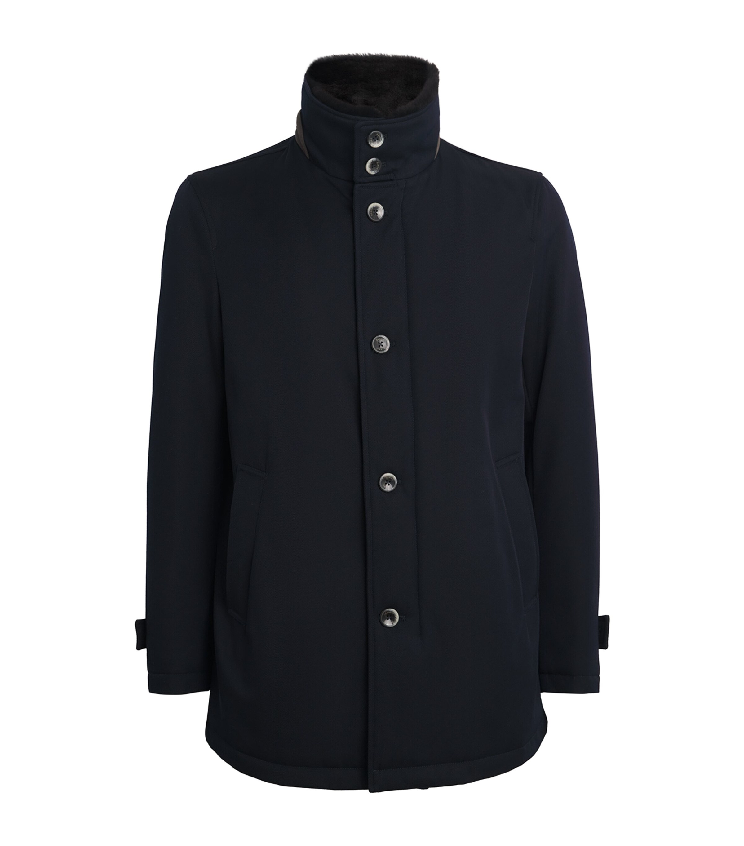 Herno Navy Wool Car Coat Harrods US