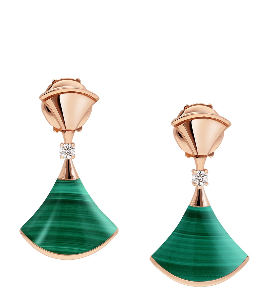 Rose Gold, Diamond and Malachite Divas' Dream Earrings PINK GOLD Image 1