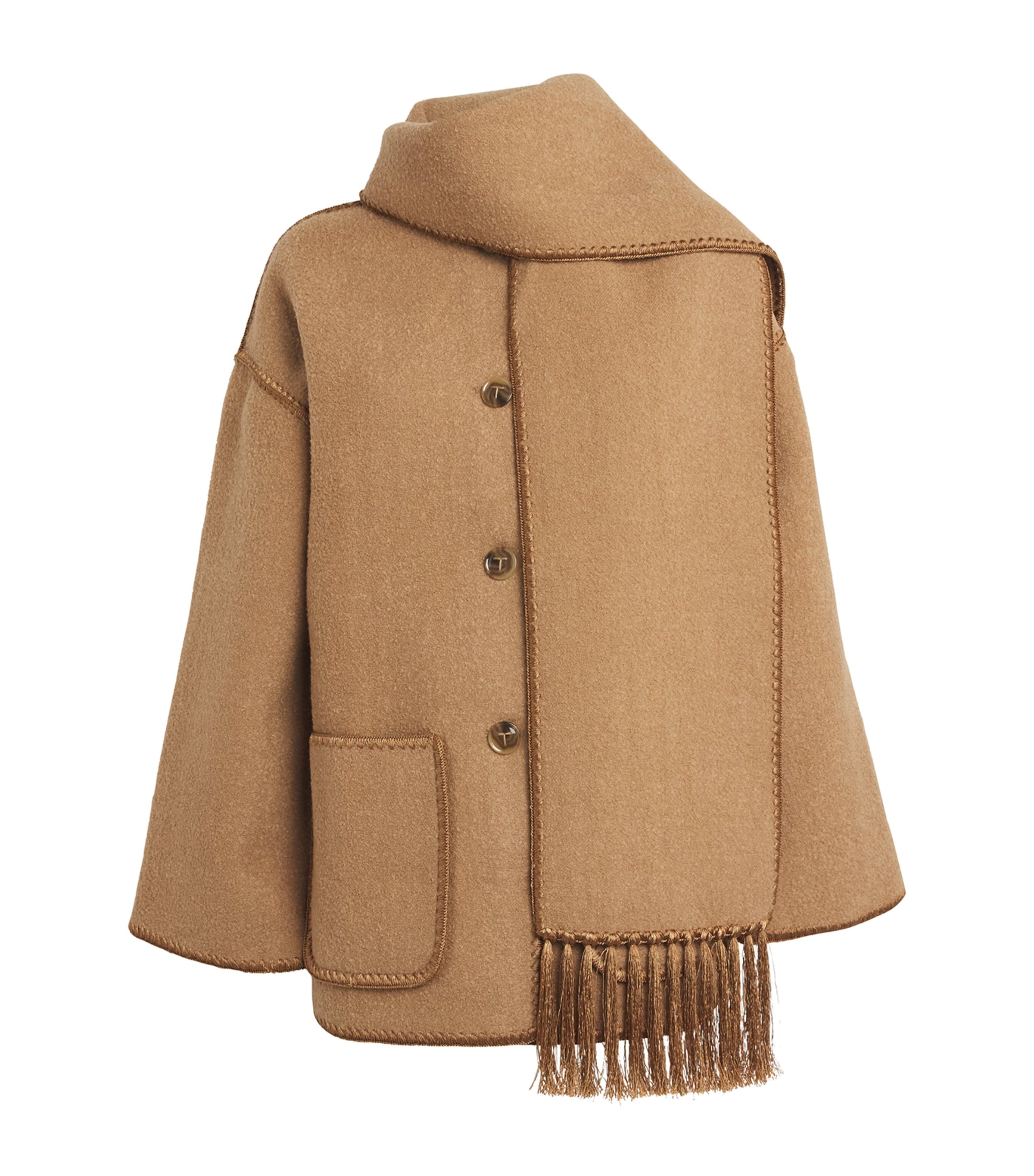 Shop Totême Wool-blend Scarf Jacket In Brown