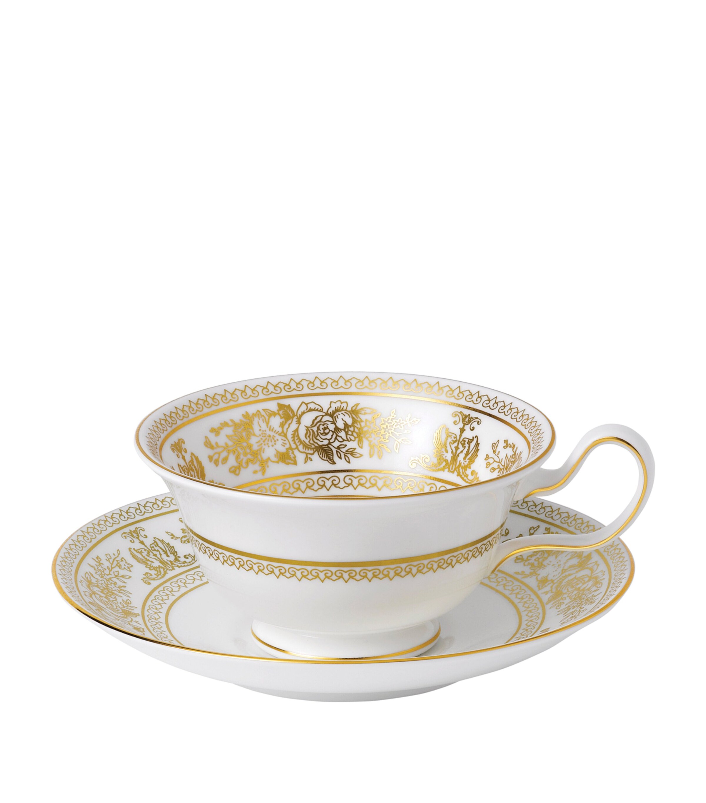 Wedgwood Gold Columbia Peony Cup and Saucer | Harrods US