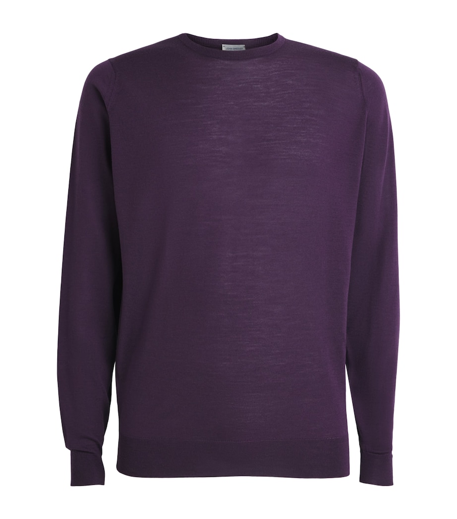 John Smedley Mens Extra Fine Merino Wool Lundy Sweater Velvet Plums Image 1