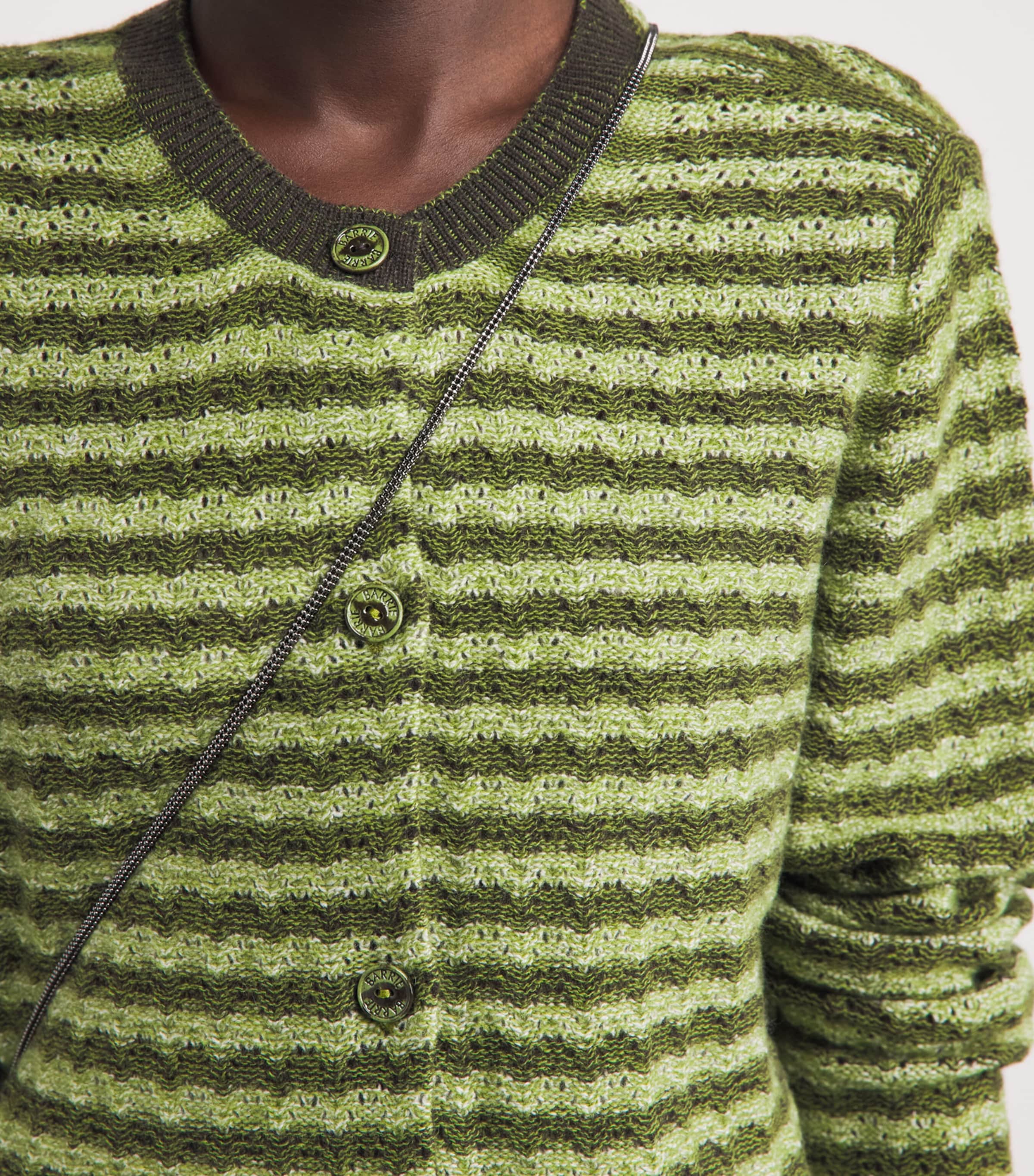 Barrie Womens Cashmere Stripe Cardigan Chntily/drk Mlt Image 3