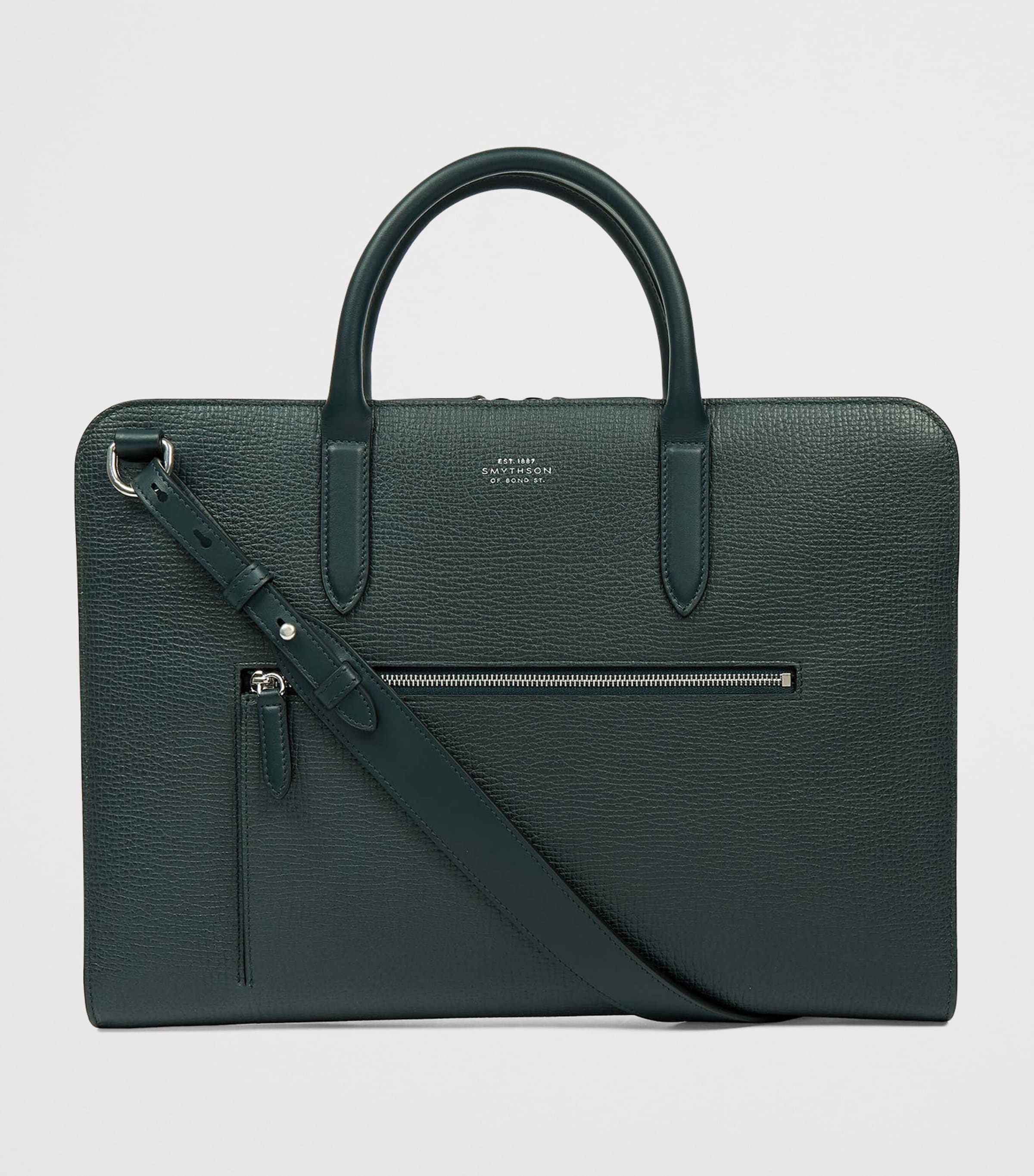 Ludlow Calf Leather Ultra Slim Briefcase BOTTLE GREEN Image 2