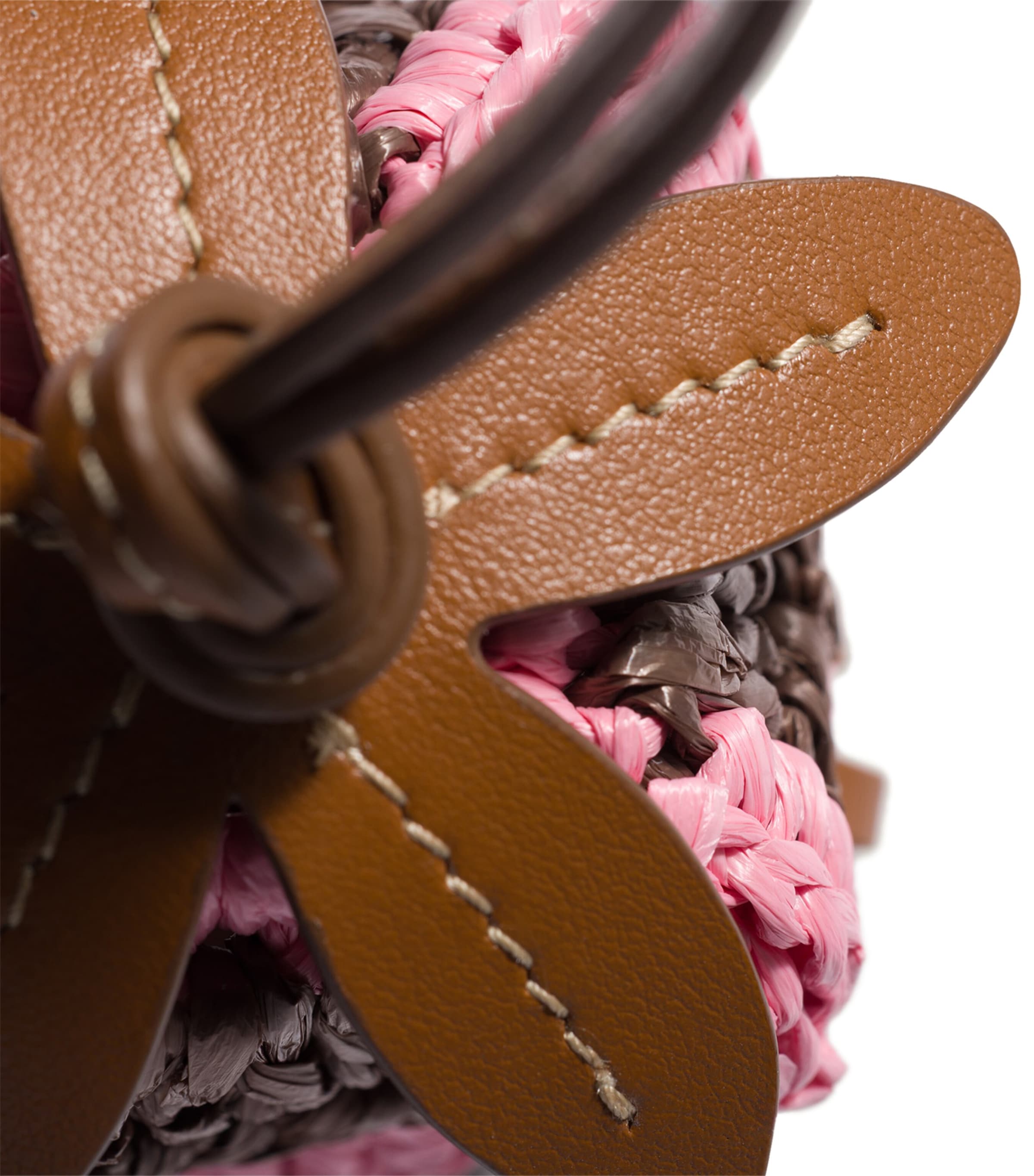 Miu Miu Leather-Yarn Woven Keyring Brown Image 3