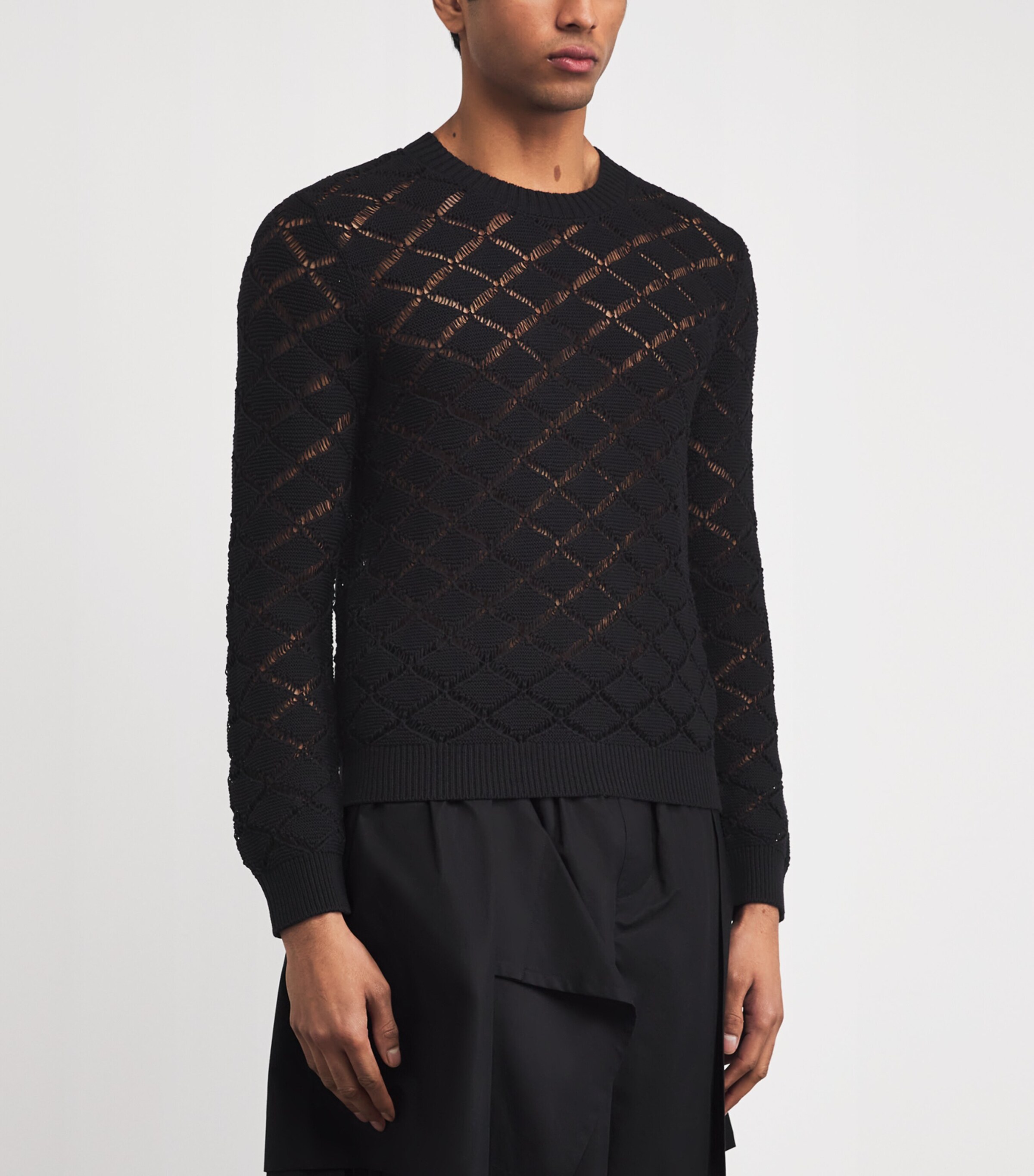 Craig Green Mens Cotton-Blend Pointelle Sweater Black Image 3